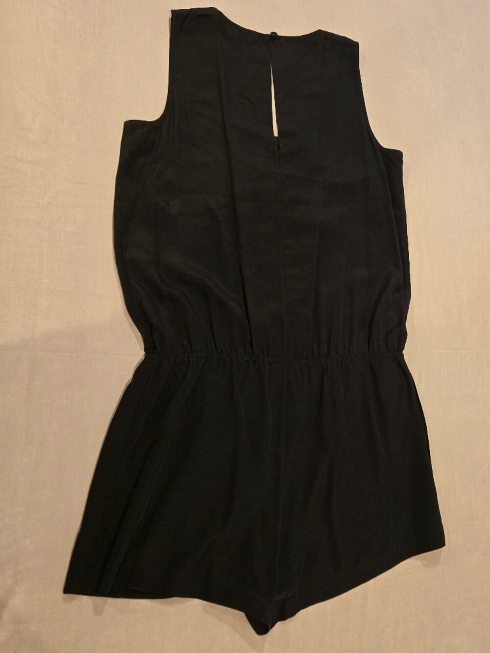 BCBGMAXAZRIA Silk Black Fringe Lattice Romper Back Keyhole Size S Style BID9C039 - Picture 15 of 16